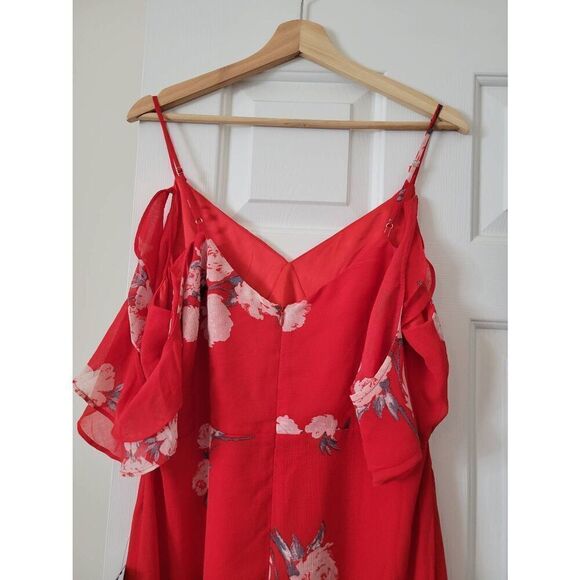 Lulus Love in Bloom Red Floral Print Off-the-Shoulder High-Low Dress XL NWT - Picture 7 of 8